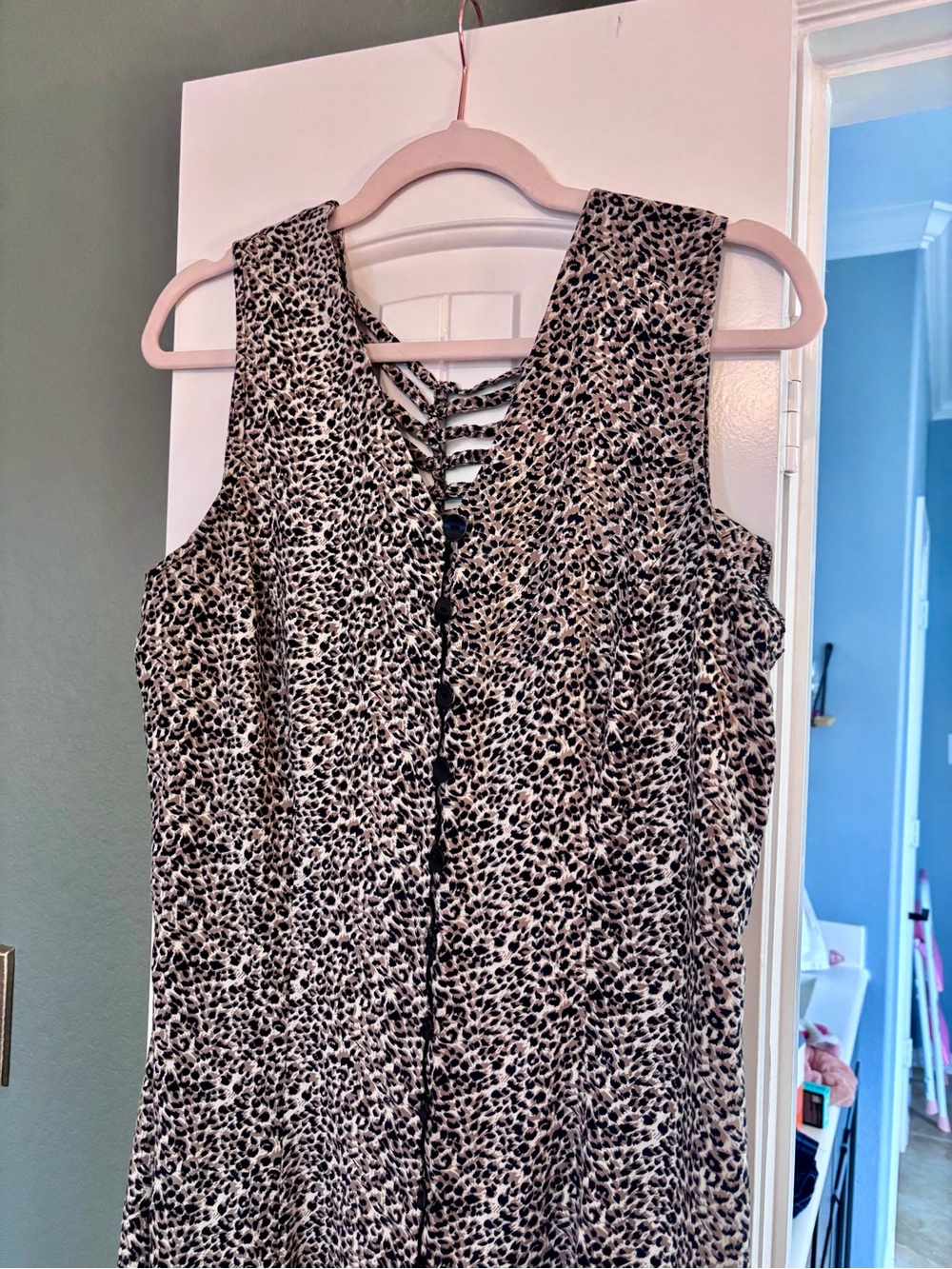 90s Vintage Leopard Print Midi Maxi Dress
